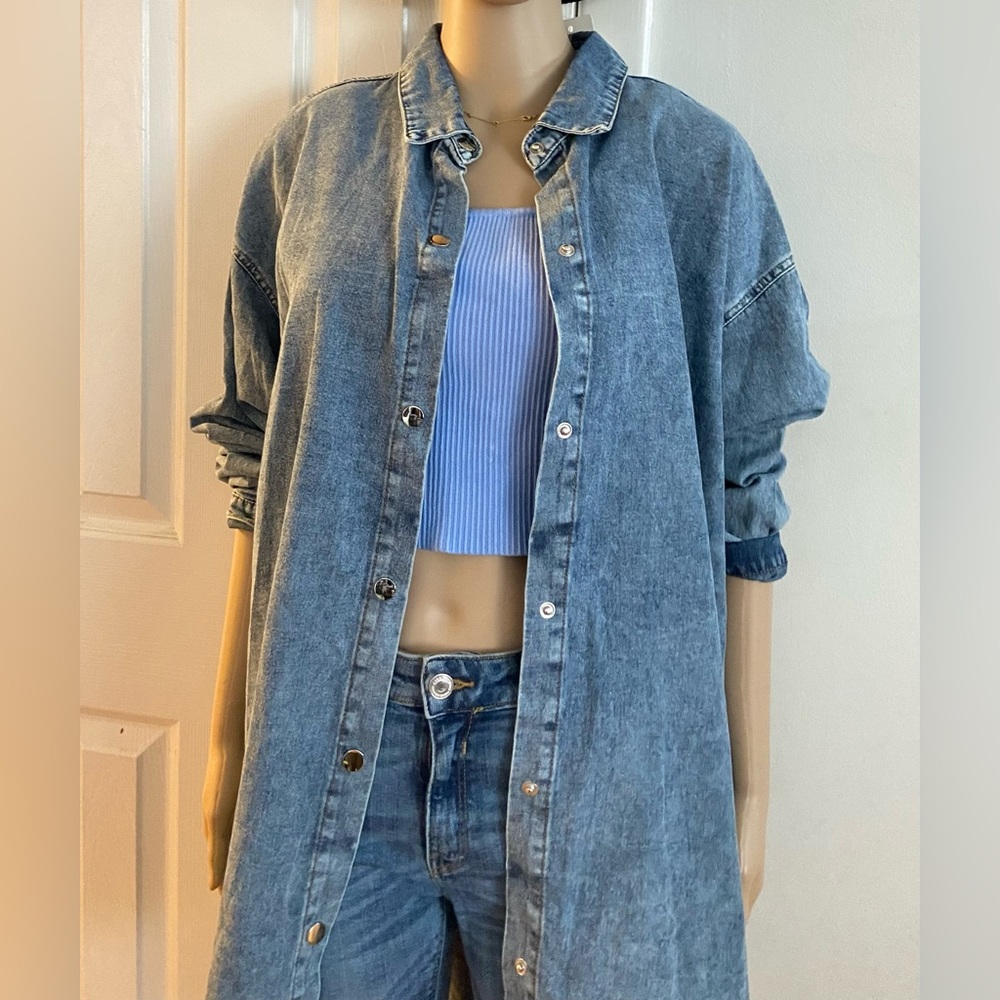 Mulla Women’s Denim Shirt Long Sleeve Size M